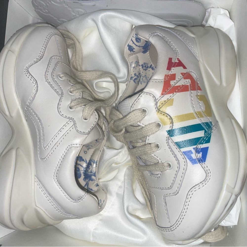Gucci Kids White Sneakers with Multicolor Accents